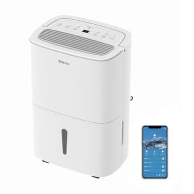 Shinco WIFI Deumidificatore Portatile 50L/Giorno con Pompa di Sollevamento, Purificatore d'aria, Filtro a Carbone Attivo, Timer 24 Ore, Scarico Continuo, Funzione Asciugatrice, Bianco