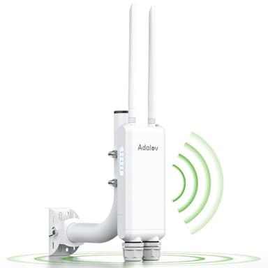 Punto di accesso WiFi esterno a lungo raggio, Adalov 1200Mbps bi-Bande, impermeabile IP66, PoE+ Gigabit, ripetitore WiFi per garage, giardino, campeggio, auto, fattoria, 2.4GHz + 5.8GHz