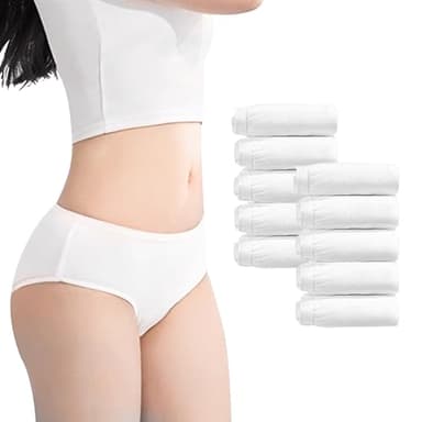 Ailelan Mutande USA e Getta Donna, 10 Pezzi Slip USA e Getta Donna Slip Donna Cotone Mutande Monouso, Confezionato Singolarmente Slip Monouso per Soggiorni Ospedalieri da Viaggio all'Aperto