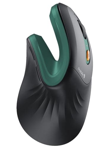 ProtoArc Mouse Ergonomico, EM11 NL Mouse Verticale Senza Fili Mouses Ottico Ricaricabile con 3 Porte Dispositivi (2*Bluetooth &USB), 3 DPI Regolabili per Computer, iPad, Mac, Windows - Nero Verde