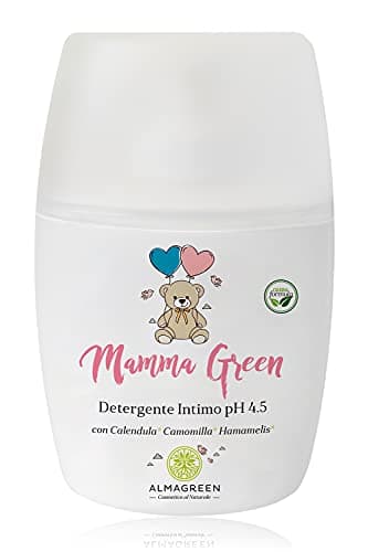 Almagreen Detergente Intimo gravidanza e post parto antibatterico con pH 4.5, Detergente antisettico e antimicotico neutro con calendula e tea tree oil, 250 ml