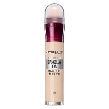 Maybelline New York Correttore Multi-Uso, Idratante e con Coprenza Modulabile, Imperfezioni e Occhiaie Coperte, Con Bacche di Goji e Haloxyl, Cancella Età, Tonalità: 00 Ivory, 6,8 ml