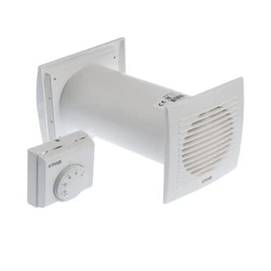 Ø 100mm Scambiatore di Calore con Termostato - Kit di Distribuzione del Calore a Parete - Set di ventilazione - Plastica Bianca