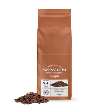 by Amazon Espresso Crema in chicchi, tostatura chiara, 500g - Certificato Rainforest Alliance, Caffè in grani