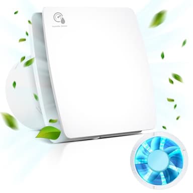 Focxoio Aspiratore da bagno 100 mm con Sensore di Umidità e Dispositivo di Ritardo, 12W 95 m³/h Ventilatore da bagno con Valvola di Ritorno per Bagno Wc Cucina