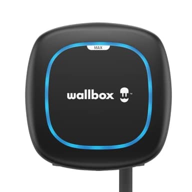 Wallbox Pulsar Max - Caricatore per veicoli elettrici (7,4 kW, tipo 2, Wi-Fi, Bluetooth, OCPP, interno/esterno, protezione di messa a terra, cavo da 5 metri, design facile da installare), nero