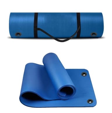 G5 HT SPORT Tappetino Per Yoga con maniglia di trasporto E Occhielli| da 120 o 180 cm | Spessore 1.5 Cm | Largo 62.5 cm | Tappeto Ginnastica Materassino fitness (180 CM, BLU)