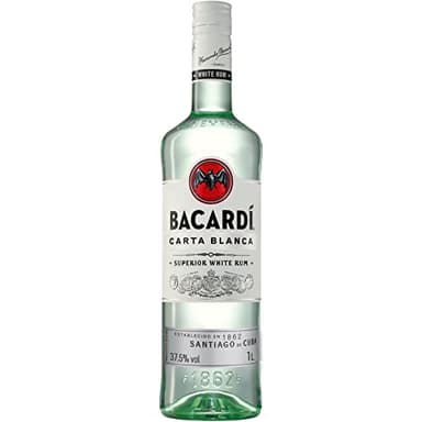 BACARDI Carta Blanca Rum Bianco - 1 L / 100 cl, Vol. 37,5% - L'Iconico Rum Bianco dei Caraibi, Perfetto da Miscelare e Ideale per i Cocktail