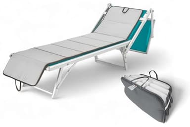 Tex family Materassino Pieghevole per Lettino Mare, Sdraio, Piscina, Double Face 52x200 e spessore 2cm, con maniglie, Grigio Scuro e Chiaro