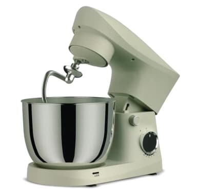 Impastatrice Planetaria Potenza 1500W Ciotola 5 Litri Frusta Filo Piatta Gancio Dieci Velocità Funzione Turbo Beige Braccio Inclinabile Interruttore Sicurezza Piedini Gomma Antiscivolo Acciaio Inox