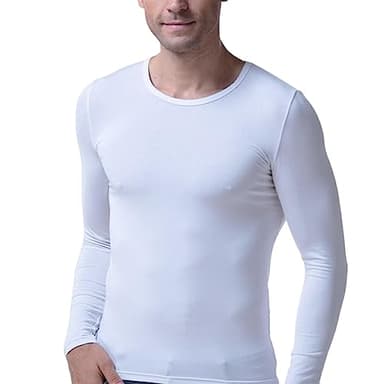 SUIOPPYUW Per Intimo Termico da uomo Strato base delicato sulla pelle Abito riscaldante Solido Stretto Abiti invernali quotidiani Autunno All'interno Pittura di fondo, Bianco, XXXL