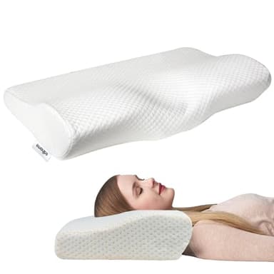 Edihome, Cuscino Cervicale, Memory Foam, 50 x 30 x 10 cm, Viscoelastico, con Doppia Fodera in Cotone, Ipoallergenico