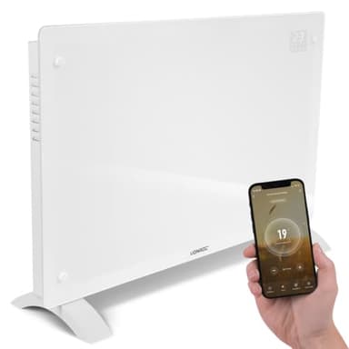 VONROC Riscaldatore elettrico di lusso | Termoconvettore smart a pannello in vetro - 2000W - Bianco | Controllo manuale e Wifi