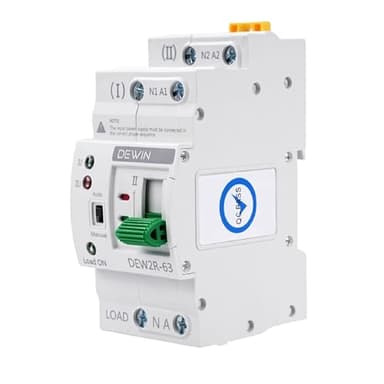 DEWIN Interruttore di Trasferimento,2P 63A 220V Interruttore di Trasferimento Automatico G2R ATS Commutatore Interruttore di Trasferimento Automatico a Doppia Alimentazione (Con Manuale in Italiano)