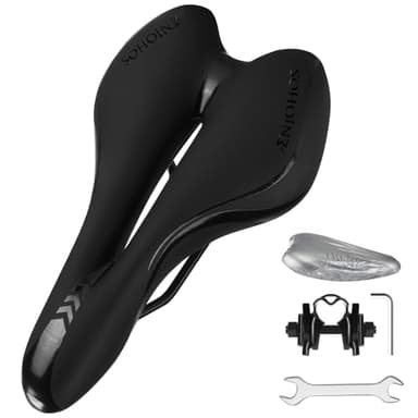 ENJOHOS Sella Bici Comoda, Sella MTB Antiprostata Impermeabile, Sellino Bici Morbido Uomo Donna, Selle Bicicletta da Corsa Mountain Bike Gravel Trekking Strada, Nero
