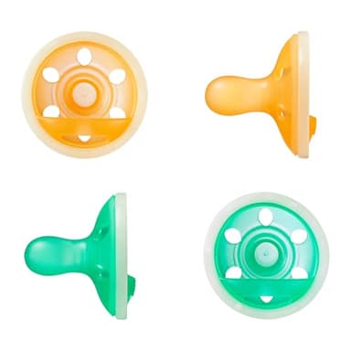 Tommee Tippee Ciuccio Simile al Seno Night Glow, 0-6 Mesi, Confezione da 4, Si Illumina al Buio, Succhietto Ortodontico, Leggero, Design Monoblocco in Silicone