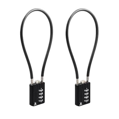 RESET-204 (2 Pack) Lucchetto a Combinazione 4 Cifre con Cavo Flessibile 30 cm | Ideale per Armadietti, Valigie, Zaini, Caschi, Biciclette, Monopattini | Ø 5 mm Antifurto