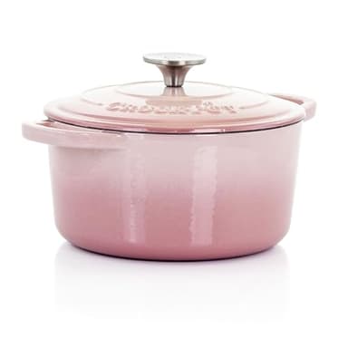 Crock Pot Artigianale rotondo in ghisa smaltata olandese, 3 quarti, rosa cipria