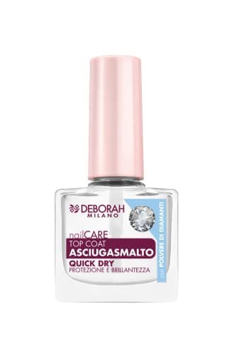 Deborah Milano - Smalto Top Coat Asciugasmalto per Unghie, Accelera l'Asciugatura e Sigilla il Colore, con Polvere di Diamanti per Donare Brillantezza Estrema, 8.5 ml