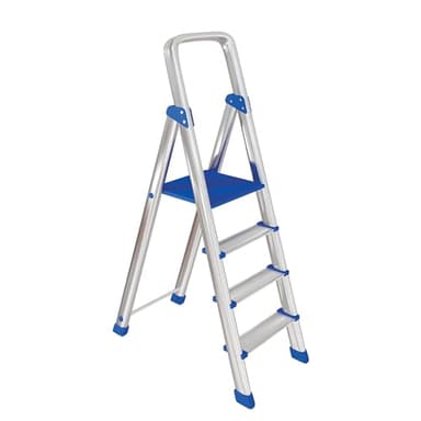 Leonardo Fai Da Te - scala pieghevole in alluminio 3+1 portata 150 kg EN 131 - scala antiscivolo in alluminio max - ideale per uso domestico e lavorativo