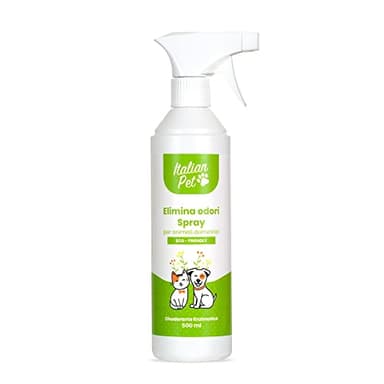 Italian Pet Elimina Odori Naturale Spray - Disodorante Enzimatico Ecologico - Neutralizza Odori Tessuti, Cucce, Gabbie, Pavimenti, Divani, Tappeti - 500ml - Flacone plastica 100% riciclata