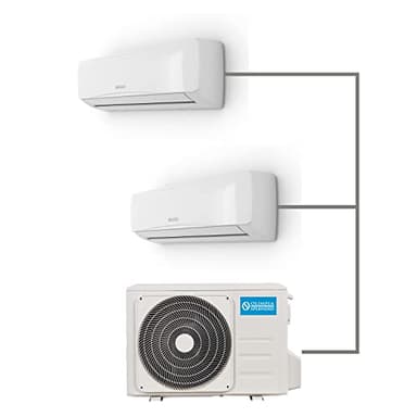 Olimpia Splendid, Aryal Dual 14 con Unità Interna Alyas, Climatizzatore 9.000 + 12.000 BTU / h Multisplit Inverter, Ionizzatore d'aria, Gas R32, Classe A++ in Raffreddamento, Wifi Integrato