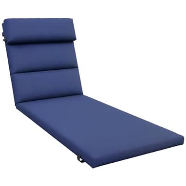 Outsunny Cuscino per Sdraio e Lettino Prendisole, Cuscino Imbottito con Poggiatesta e Lacci in Poliestere Resistente all'Acqua, Blu Scuro