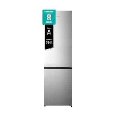 Hisense RB440N4ACA Frigorifero Combinato Total No Frost, Inox, 200x60 cm, Risparmio Energetico Classe A, Grande capacità 335L, Bassa Rumorosità 35db, Porta reversibile, Motore inverter