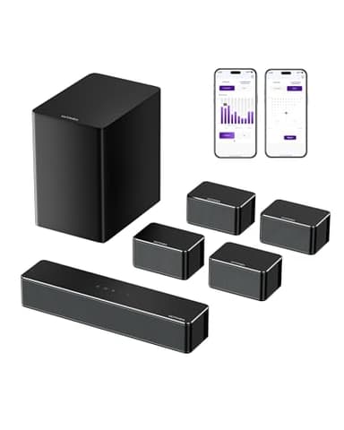 ULTIMEA 7.1 Soundbar per TV con App Intelligente, Potenza di 410W, Sistema Home Theater con Surround Virtuale, Soundbar TV con Subwoofer, 4 Altoparlanti Surround Regolabili, Poseidon D70