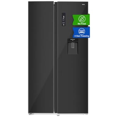 CHiQ Frigorifero Americano Side by side FSS559NEI42D 559 Litri, compressore inverter, Frigo ventilato e Congelatore No Frost, Inox scuro, Classe energetica E, Dispenser acqua da 5 litri