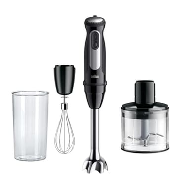 Braun Multiquick5 Pro MQ55236M, MINIPIMER CON 5 ANNI DI ASSISTENZA, Frullatore ad immersione, 25 velocità di lavorazione, Antischizzo, 1000W, 3 accessori, nero