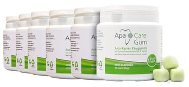 Apa Care Gum gomma da masticare anti-carie con minerali dello smalto e xilitolo | vegano | 6 lattine
