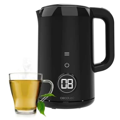 Cecotec Bollitore Elettrico da 1,7 Litri con Schermo Touch Thermosense 600 Touch Neo. 2200W, Interno in Acciaio Inox, 7 Livelli di Temperatura, Spegnimento Automatico, Nero
