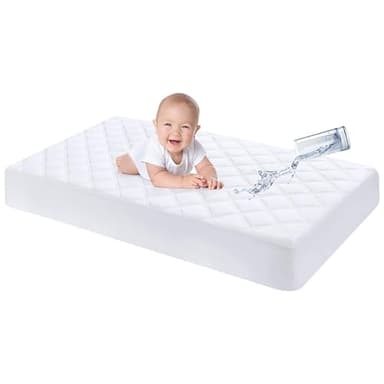 Coprimaterasso Neonati Impermeabile Trapuntato Lettino Culla 60x120 Cm Antiacaro Micro Traspirante Silenzioso Barriera Liquidi Angoli Elasticizzati Proteggi Materasso Bambino - Bianco - 1 Pezzo