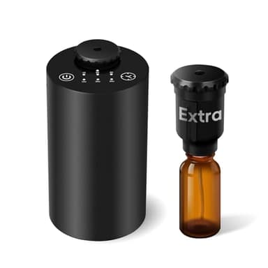 Diffusore di oli essenziali senza acqua per uso domestico a batteria, senza fili, in lega di alluminio nero, due set di atomizzatori (nero-2)