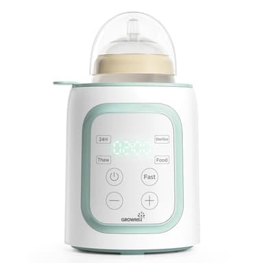 Grownsy Scaldabiberon 10-in-1 Veloce con Timer per Latte Materno o Formula, Controllo Preciso della Temperatura, Funzioni di Scongelamento, Sterilizzazione, Mantenimento Caldo e Riscaldamento Pappe
