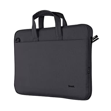 Trust Bologna Slim Eco Borsa per Laptop fino a 16", Borsa per Laptop Sostenibile in Plastica Riciclata, con Tracolla, Custodia per Viaggio, Lavoro, Ufficio, Scuola - Nero