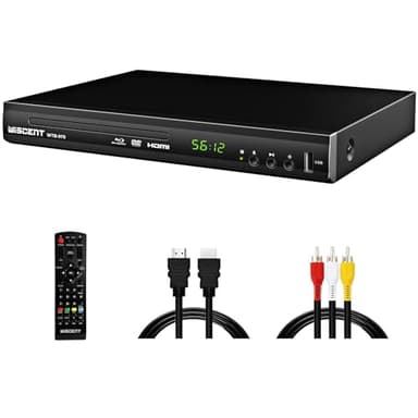 Lettore Blu-Ray per TV, WISCENT Lettore DVD con Coassiale/HDMI/AV, ingresso USB, tutti i DVD e la regione B/2 Blue Ray Discs, Lettore Bluray Compatto Full HD 1080p (WTB-978B)