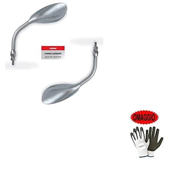 COMPATIBILE CON HONDA HORNET 600 COPPIA DI SPECCHIETTI DA MANUBRIO RETROVISORE PER MOTO CROMO SATINATO SPECCHIO CON ASTA CROMO SATINATA FAR+KIT MONTAGGIO M.8 DX-SX 10X1,25