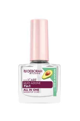 Deborah Milano - Smalto Trattamento Multiazione 7 in 1 per Base e Top Coat Unghie, con Cheratina e Olio di Avocado, Indurisce, Nutre e Leviga, 8.5 ml