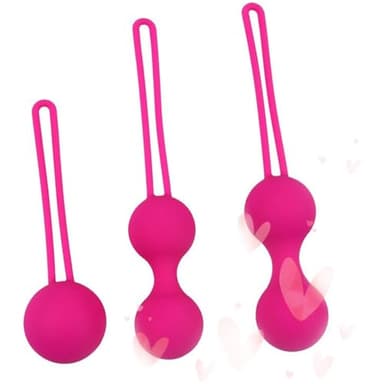 3 diverse misure di palline per l'allenamento del pavimento pelvico da donna (colore rosa)