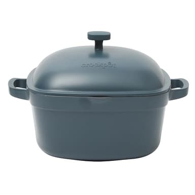 Crock-Pot Northvale - Pentola in alluminio pressofuso leggero e resistente da 5,2 l, con coperchio, adatta al forno, doppia maniglia, blu opaco