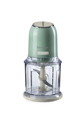 Ariete 438, Tritatutto Vintage, Chopper e Tritaghiaccio, 2 velocità, 4 lame in Acciaio Inox, Tazza graduata 600 ml, 400 W, Verde