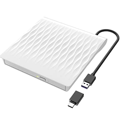 LPUNCD Lettore DVD Esterno USB 3.0 & Type-C, DVD Portatile CD/DVD +/-RW, DVD Drive Esterno per Tutti i Laptop, Desktop, PC, Mac, MacBook, compatibile con Win11/10/8/7/XP/Vista/Linux/MacOS, Bianco