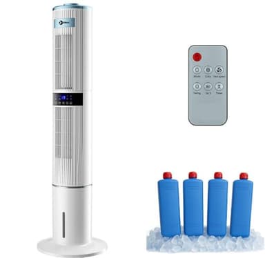 Condizionatore Portatile Senza Tubo, Raffrescatore d'aria 65W, Silenzioso con Night Mode, 4 Modalità Ventilatore Aria Fredda, Timer 1 a 24 ore, Climatizzatore 5 L, Telecomando, Oscillazione 60°e 360°