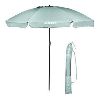 Isotoner Ombrellone da spiaggia ultra resistente, struttura anti vento, leggero e anti uv upf50+, verde acqua, ST