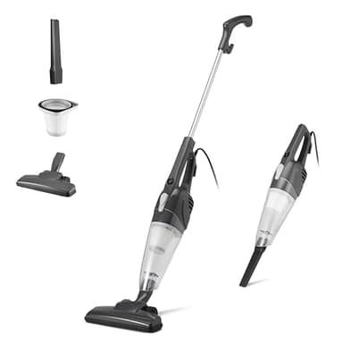 Amazon Basics Scopa Elettrica con Filo, Multifunzione 2-in-1, Motore ECO, Filtro HEPA, Ultra Leggera, Nero
