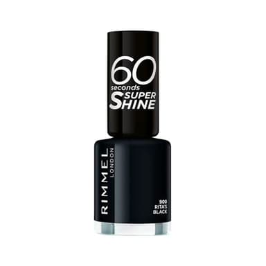 Rimmel London Smalto Unghie 60 Seconds Super Shine - Asciugatura Rapida e Lunga Durata - 900 Rita's Black - 8 ml