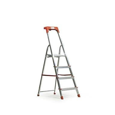 Inferramenta scala scaletto per uso domestico e professionale in alluminio portata 150 kg made in Italy certificata EN 131 (4 gradini)