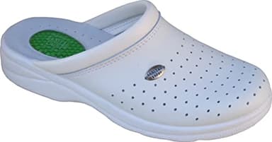 Sanital Light - 1750 - Sabot Uomo in Pelle con Plantare Anatomico - Suola in Poliuretano - Goccia in Gel sul Tallone Ammortizzante - Ciabatte Ortopediche - Bianco - 44